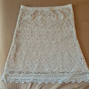 Cato Elegant White Lace Midi Skirt